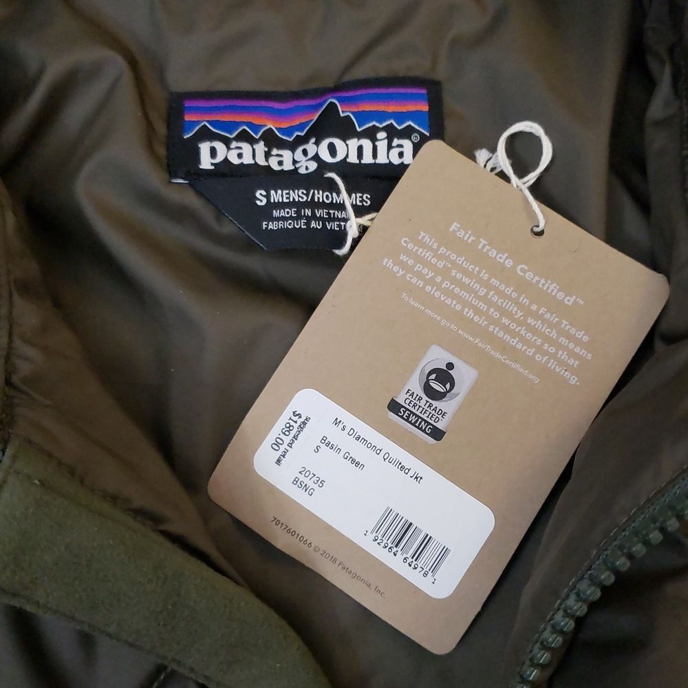 Patagonia Men's Military Green Quilted Coat Size Small New - Picture 2 of 6